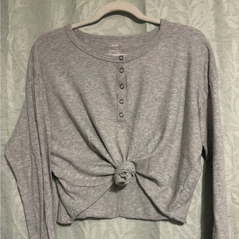 Aerie Cropped Long Sleeve Top